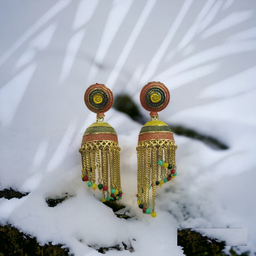 Double Layer Oxidized Earings(Color: Golden,MATERIAL: Metal,Shape: Round)